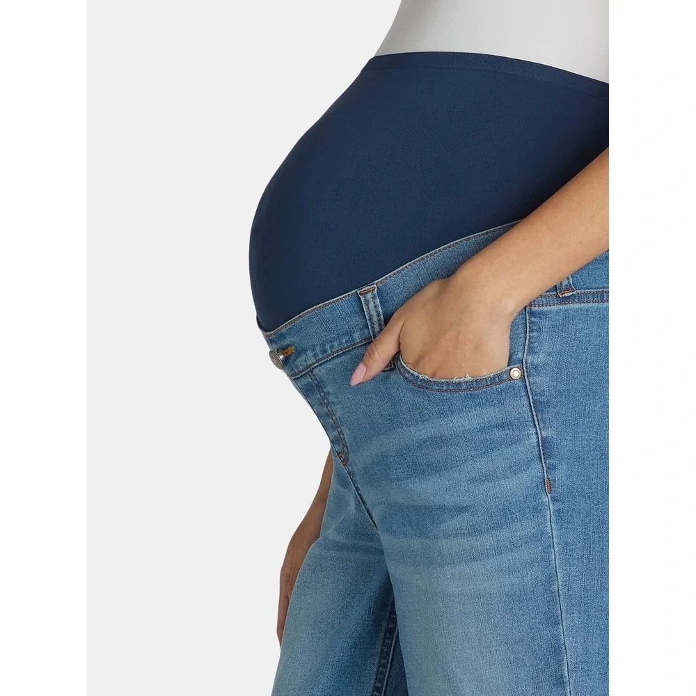 Time and Tru Straight Leg Jeans Womens Small 4-6 Maternity‎ Comfort Belly Band